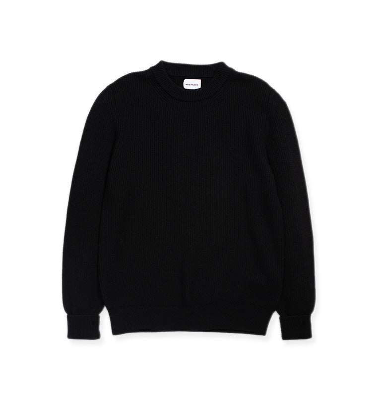 Norse Project - Henning Fine Merino Rib Crewneck - Black – Haven Surf